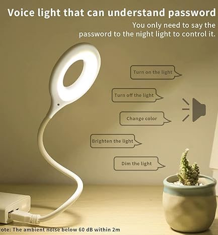 Usb talking light | Smart Voice Control Usb Light For Laptop, Sound Activated | Small Table Lamp, Flexible Goose Neck, for Bedroom, Bathroom, Hallway, Nursery, Kitchen Portable Outdoor LED Night Light