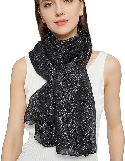 Glitter lawn scarf hijab for girls in Turkish style.(black)