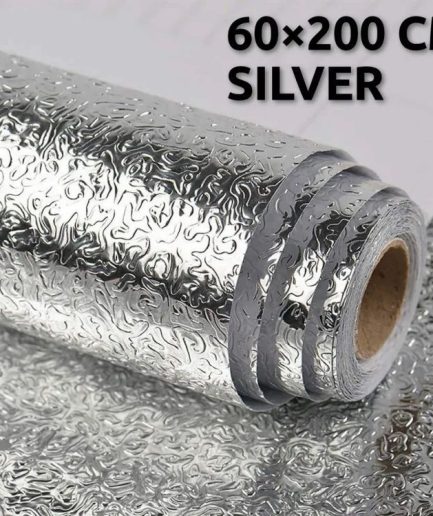 Kitchen Oil Proof Waterproof Sticker Aluminum Foil Sheet Kitchen Stove Cabinet Stickers Self Adhesive Wallpapers (Size 60×200Cm (2Meter))