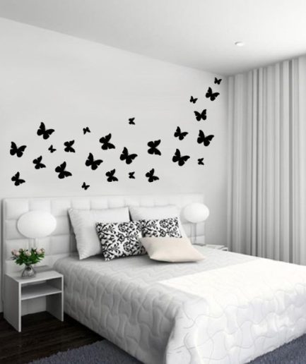 Pack of 30 Sticker Butterflies | Matte Black Vinyl (Random Sizes)