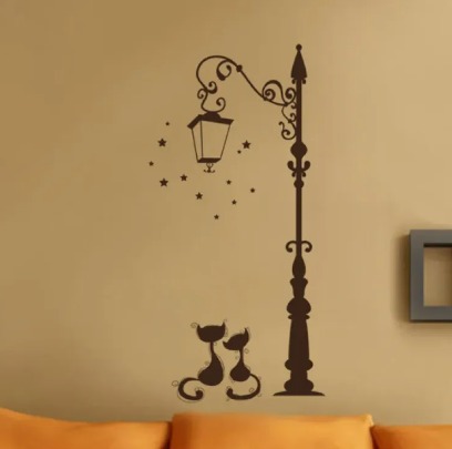 Cats Under The Street Light Wall Stickers