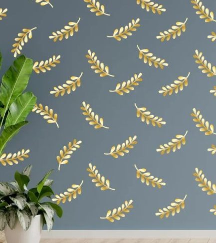 36 Shiny Golden Leaves Wall Sticker Decal For Living Room, Kitchen And Bedroom Home Decoration Item