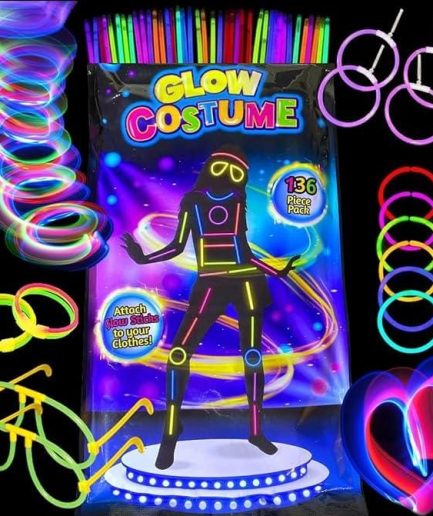 Glow Costume in the Dark Sticks Connectors | Glow In The Dark Party Bracelets |  Decor Neon Halloween Birthday Party Decorations for boys and girls