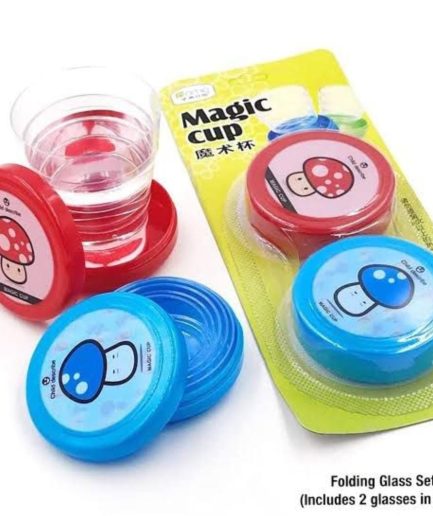 Pack of 2  Magic Glass for Kids, Folding Collapsible Magic Cup, Foldable Mug Glass for Travel, Outdoors, Hiking (Random Color)