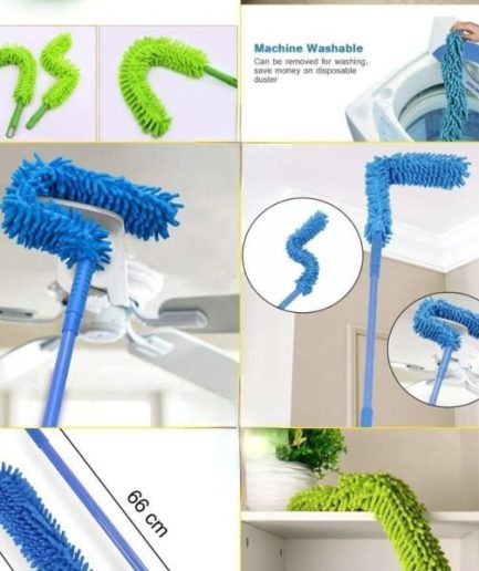 Fan Duster Flexible Micro Fiber Duster With Telescopic Stainless Steel Handle for Fan Cleaning Specially (random color)