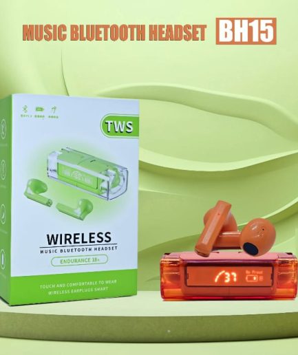 TWS BH15 music wireless Bluetooth ear buds | Transparent Wireless Bluetooth earphones, earbuds, headset for Men and women (Random color)