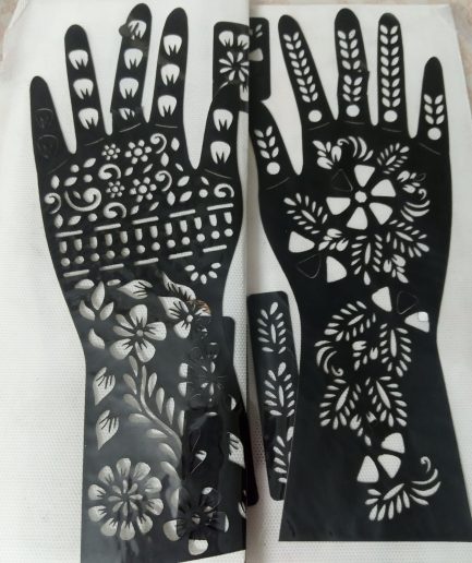 Pair Mehndi Stickers long wrist covarage and extra patches for long mehndi designs mehndi sticker (random design)