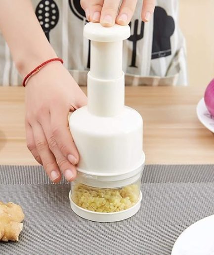 Manual Food Chopper, Handheld Chopper Slicer Dicer Mixer Stainless Steel Sharp Cutter Blades, Slap Press Chopper for Vegetables Onions Garlic Salad Herbs