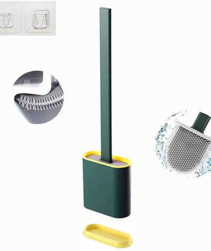 1 Pc Deep-cleaning Comode cleaning brush Toilet Brush And Holder Set For Bathroom, Silicone Toilet Bowl Brush Non-slip Long Plastic Handle, Flat Head Brush Head To Clean Toilet Corner Easily (random Color)