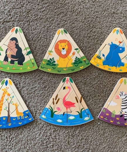Wooden Pizza Slice Slate Puzzle/ Puzzle Toys Educational Toys For Children Gifts (random characters )