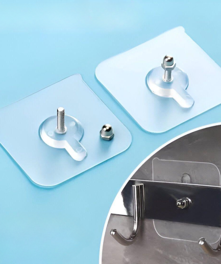 Pack Of 4 Adhesive Screw Sticker Hook Heavy Duty Stick on Door Nail Free Screw Non-Trace No Drilling Nail Self Waterproof Adhesive Hanging Nails Hooks Holders Multifunctional Use