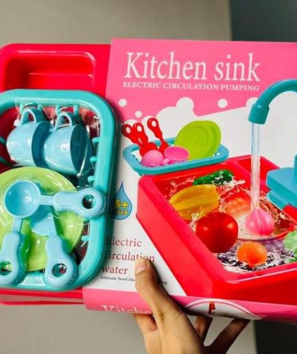 Wash-up Kitchen Sink Children Kitchen Dish Washing Sink Toy Electric Water Circulation Toy Dishwasher (Random color)