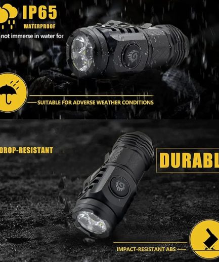 Three-Eyed Monster Rechargeable Torch, 82mm Portable Small Flashlight, 5 Modes Ultra-Bright Waterproof Flashlight, Suitable for Power Outages, Emergencies, Camping, Hiking, and Outdoor Use (Random Color)