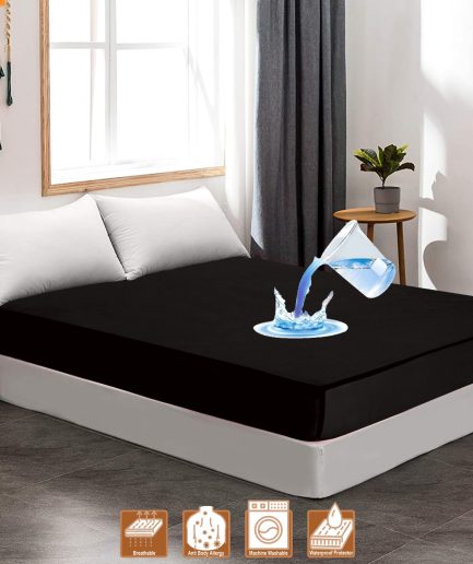100% waterproof mattress protector cover is made of polish fabric,  (Random Color)
