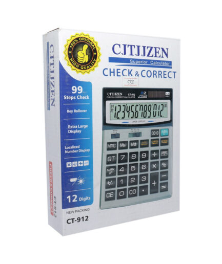China Citizen Basic Calculator 12 Digits CT-912 | Best Quality Calculator | Calculator For Basic Calculation | Citizen Calculator | Check & Correct Calculator
