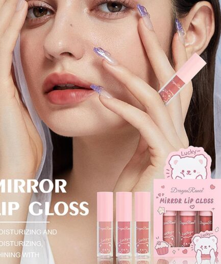 3 PC Mirror Lip Gloss Tinted Lip Balm Lip Oil Hydrating Non-Sticky Lip Glow Oil Lip Plumper Mirror Gloss Lip Stain (Random Shades)