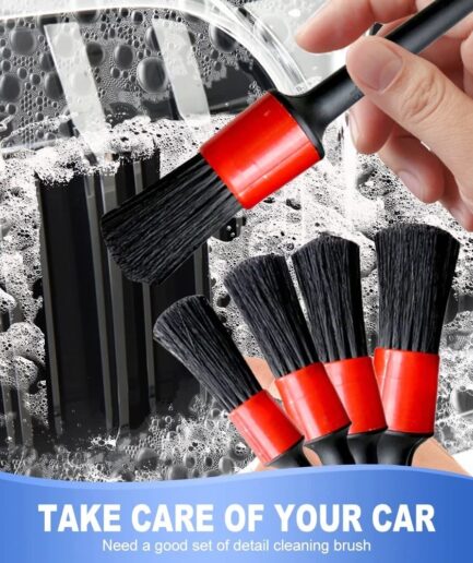 5 pcs Car Detailing Brushes Set | Car Cleaning Brush | Car Interior Cleaning Brush for Exterior,Leather, Air Vents & Emblems | Different Sizes with Hanging Holder Option