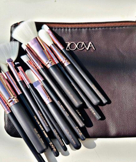pack of 12 Zoeva makeup brushes with pouch complete makeup brush set including 12 face and eye make up brushes