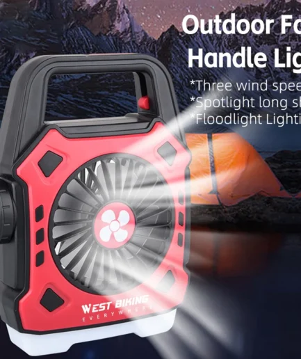 Versatile Camping Lights Outdoor Mini Electric Fan Rechargeable Flashlight Emergency Power Bank for Hiking Fishing (Random Color)