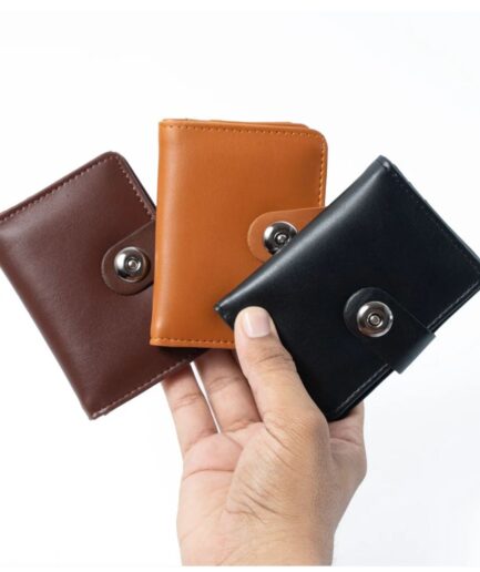Plain Leather Minimool Button Closure Wallet Smart Wallet for Male And Female Easy To Carry, Stylish And Slim (random color)