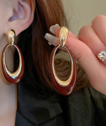 Imported Sophisticated Gold-Plated Oval Drop Earrings – Modern Elegance Redefined 💫 | Earrings For Girls & Women | Luxurious Feeling
