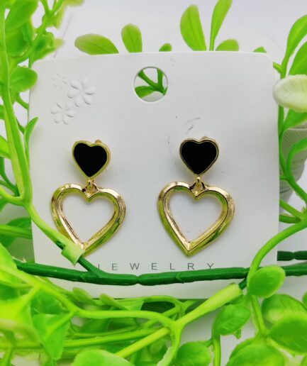Imported Heart Drop Earrings - Golden Elegance with a Touch of Love | Best Quality Earrings For Girls & Women