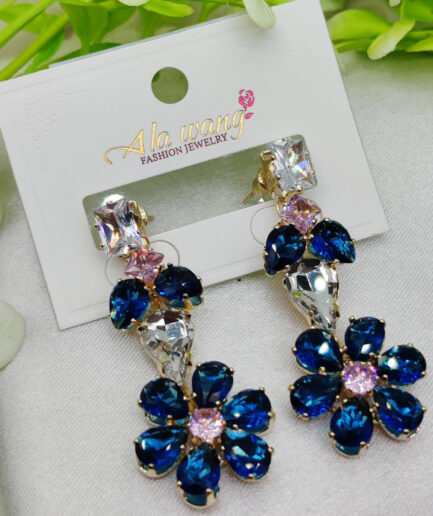 Imported Elegant Floral Crystal Drop Earrings | Artificial Earrings For Girls | Earrings For Women