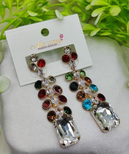Imported Multicolor Gemstone Dangle Earrings – Radiance Redefined Artificial Earrings For Girls | Earrings For Women