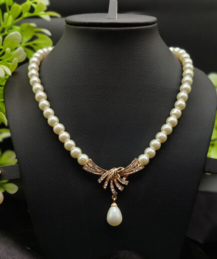 Imported Timeless Pearl Necklace Set with Radiant Pendant & Earrings | Girls & Women Fashion