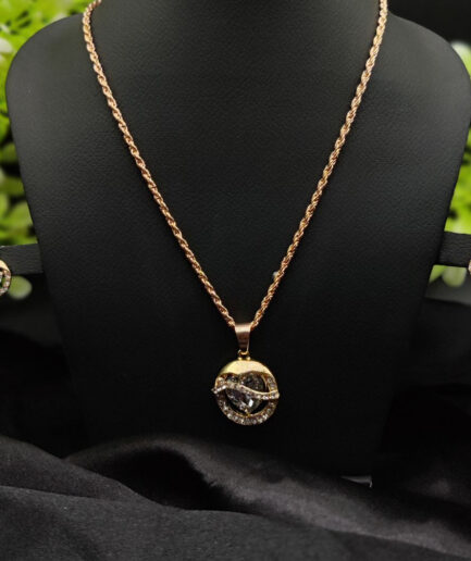 Imported Timeless Elegance Gold Pendant Necklace Set with Radiant Crystals | Girls & Women Fashion