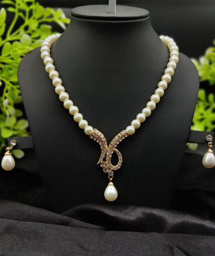 Imported Exquisite Pearl Necklace Set with Radiant Pendant & Earrings | Girls & Women Fashion