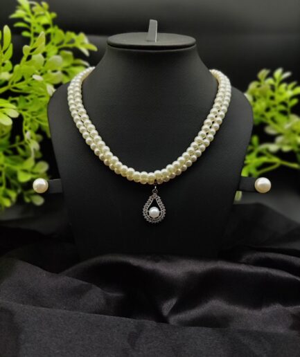 Imported Exquisite Pearl Necklace Set with Radiant Pendant & Earrings 🌟 | Best Quality Necklace For Girls & Women