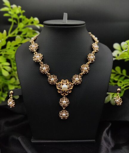 Imported Majestic Pearl Flower Necklace Set 🌸✨ | Best Quality Necklace For Girls & Women | Artificial Jewellery