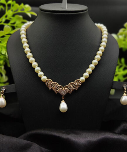 Imported Timeless Pearl Elegance Necklace Set with Drop Earrings | Girls & Women Fashion