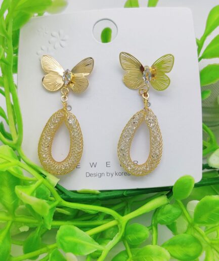Imported Elegant Butterfly & Woven Teardrop Earrings - Sophisticated Design for Every Occasion 🌸✨ | Best Quality Earring For Women & Girls