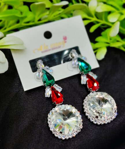 Imported Radiant Crystal Elegance Statement Earrings | Earrings For Girls & Women  | Artificial Earrings