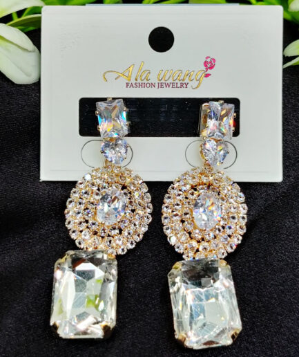 Imported Radiant Elegance Crystal Drop Earrings | Artificial Earrings For Girls & Women