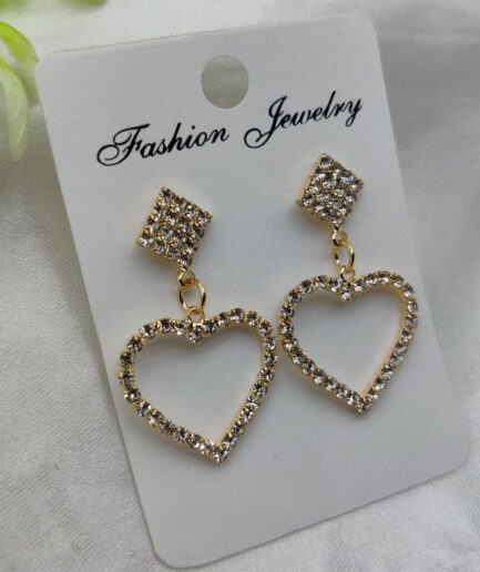Imported Glamorous Crystal Heart Drop Earrings 🌟 | Best Quality Artificial Earrings For Girls & Women