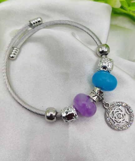 1 Piece Imported Elegant Rose-Embellished Pandora Bracelet for Women