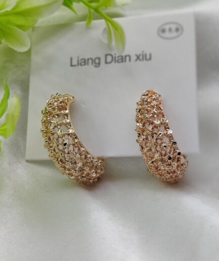 Imported Elegant Textured Hoop Earrings – Dazzling Gold Finish Earrings - Luxurious Gold Finish | Best Quality Artificial Earrings For Girls & Women