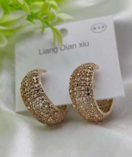 Imported Elegant Glitter Hoop Earrings - Statement Style Earrings - Luxurious Gold Finish | Best Quality Artificial Earrings For Girls & Women