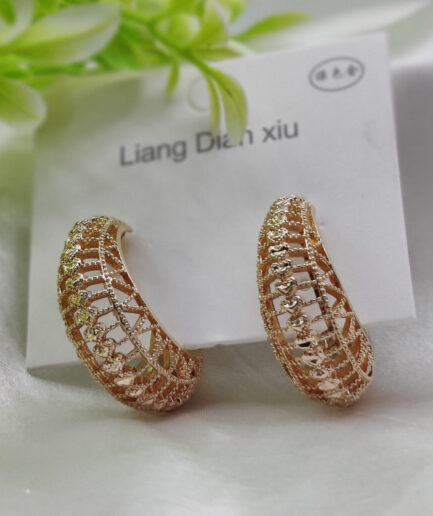 Imported Elegant Hollow Heart Design Gold-Plated Hoop Earrings - Luxurious Gold Finish | Best Quality Artificial Earrings For Girls & Women