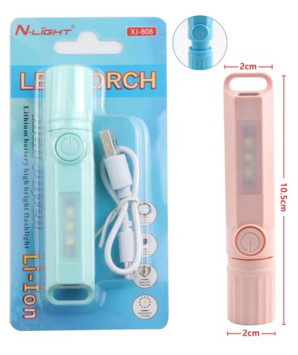 XJ-808 Multifunctional ABS LED Pocket Work Light New Design Portable USB Torch Flashlight Outdoor Emergency Camping Use EDC Flashlight ( Random Color )
