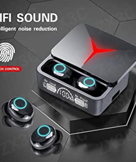 M90 Pro TWS Earphones True Wireless Earbuds Noise Cancelling | Bluetooth 5.2 Headphones Touch Control Earphones Led Display Headset 9d Hi Fi Quality ( Random Color )
