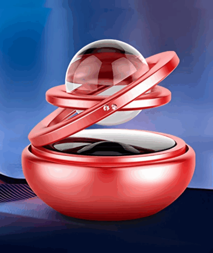 Solar Car Air Freshener Rotating Double-Ring For Car Dashboard, Aesthetic Car Decor | Best Quality ( Random Color )