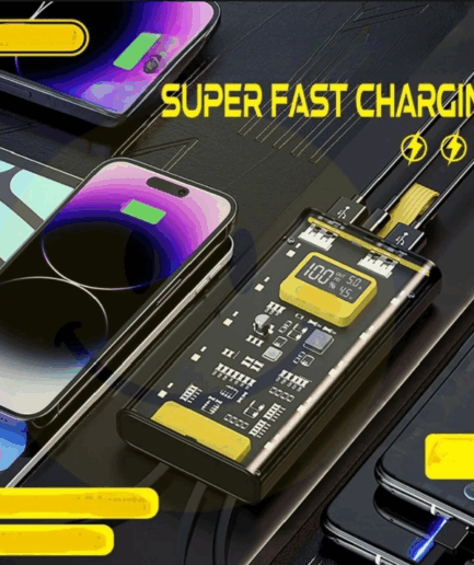 Transparent Power Bank With LED Light | Fast Charging Portable Power Bank With Dual USB Output And Smart Display