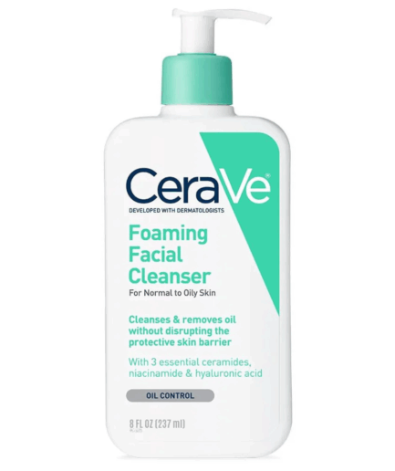 CeraVe Foaming Facial Cleanser for Normal to Oily Skin – Oil Control with Ceramides, Niacinamide & Hyaluronic Acid, 237ml