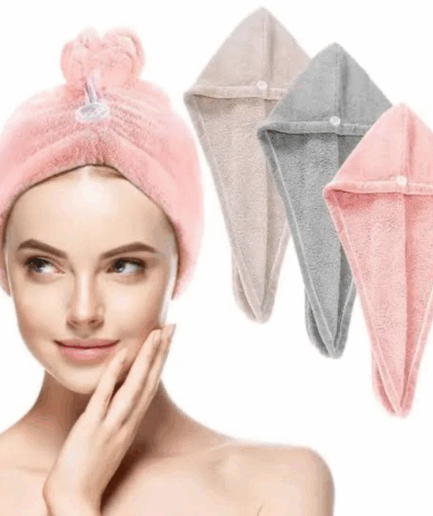 Hair Drying Towel Cap – Quick Dry, Soft & Absorbent Turban Wrap for Women | Anti-Frizz Hair Wrap Towel for Bathroom & Salon Use