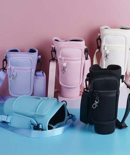 Water Bottle Carrier Bag with Phone Pocket for Stanley Quencher Cup with Handle Water Bottle Holder Pouch - For 1200 ML Bottle