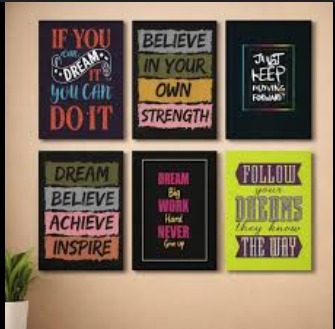 set of 6 sticky wooden frames for home office wall decore / sticky phototiles